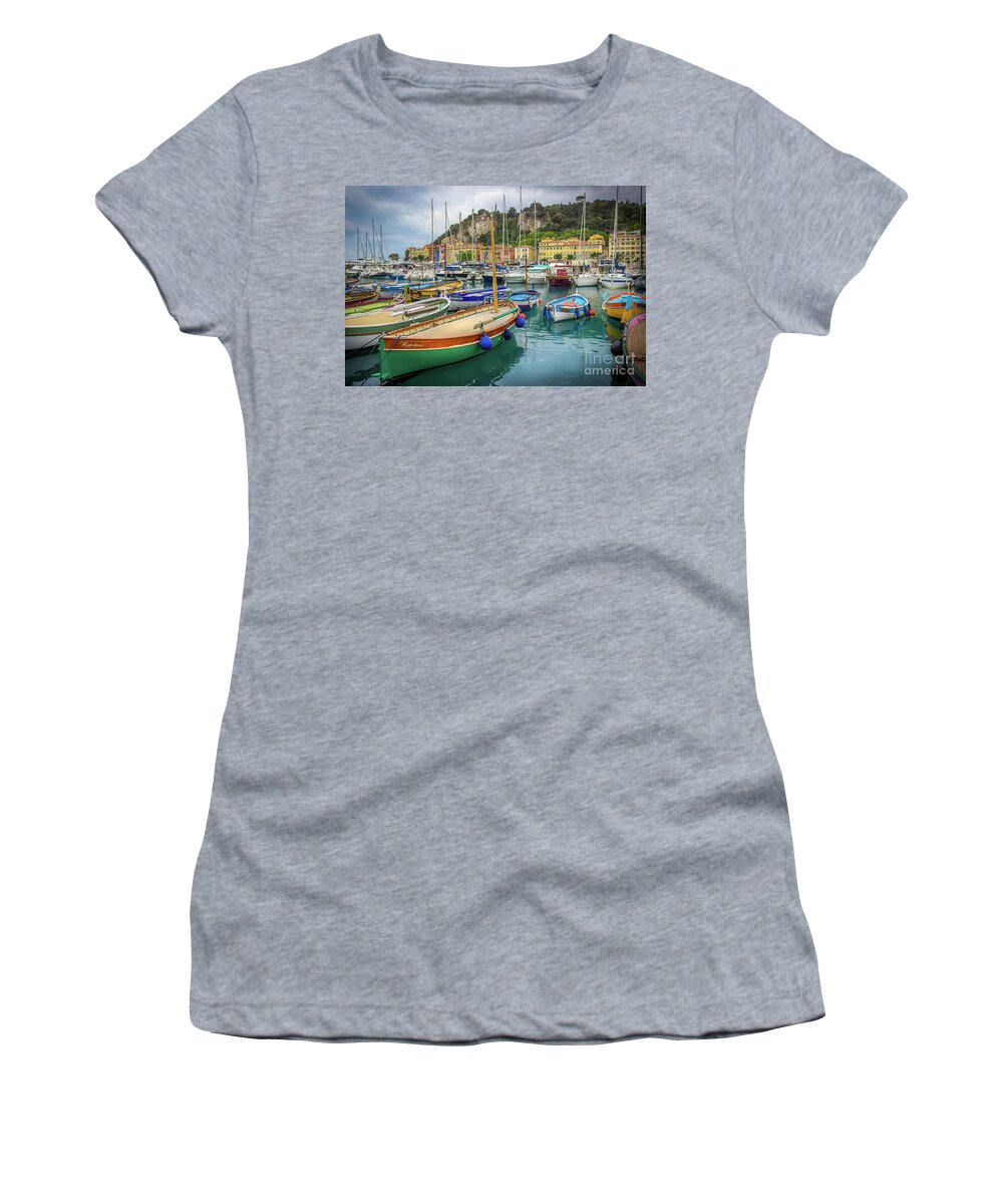Castle Hill Women's T-Shirt featuring the photograph Napoleon's Boat in Port of Nice, France by Liesl Walsh