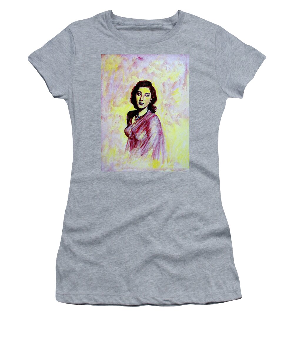 Nargis Women's T-Shirt featuring the painting Nargis by Usha Shantharam
