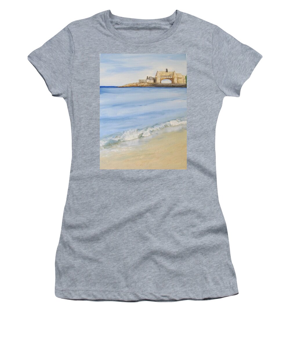 Ocean Women's T-Shirt featuring the painting Narragansett Coast Guard House by Lorraine Centrella
