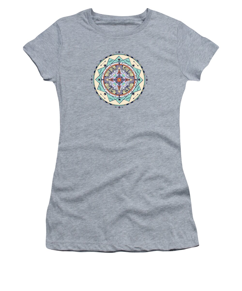 Pastel Women's T-Shirt featuring the digital art Native Symbols Mandala by Deborah Smith