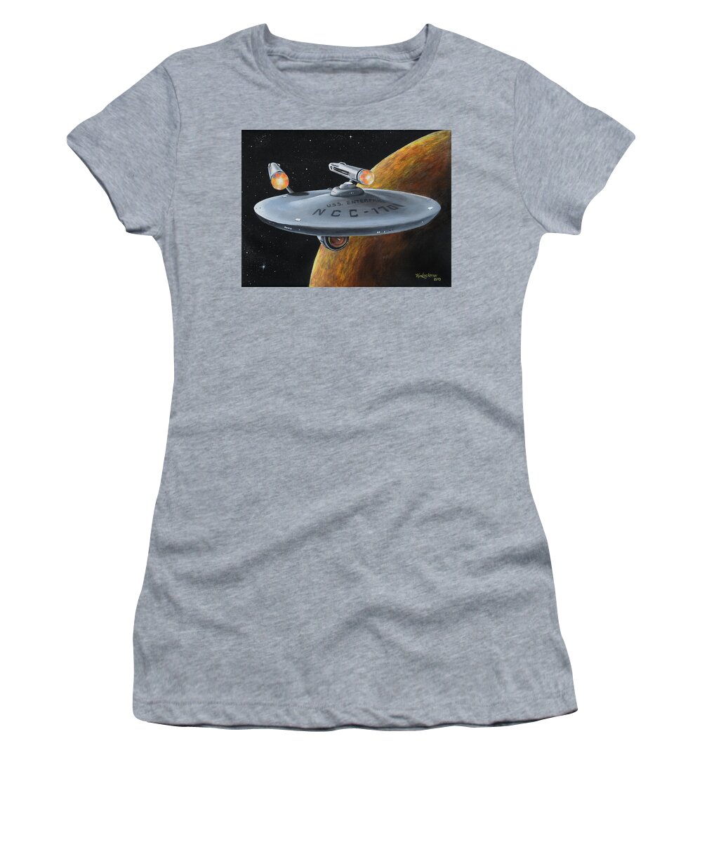 Star Trek Women's T-Shirt featuring the painting Ncc-1701 by Kim Lockman