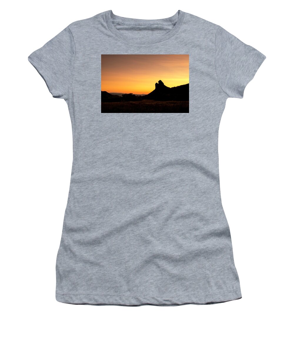 Sunset Women's T-Shirt featuring the photograph Needle Rock by Angela Moyer