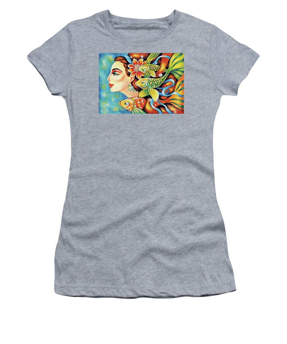 Sea Goddess Women's T-Shirt featuring the painting Nefertiti Sea Journey by Eva Campbell