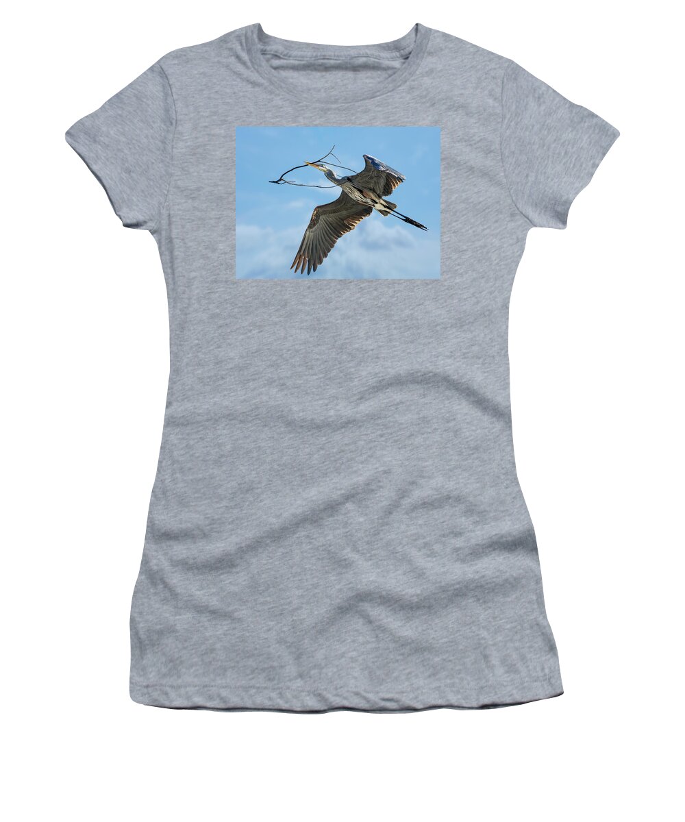 Birds Women's T-Shirt featuring the photograph Nest Builder by Bruce Bonnett