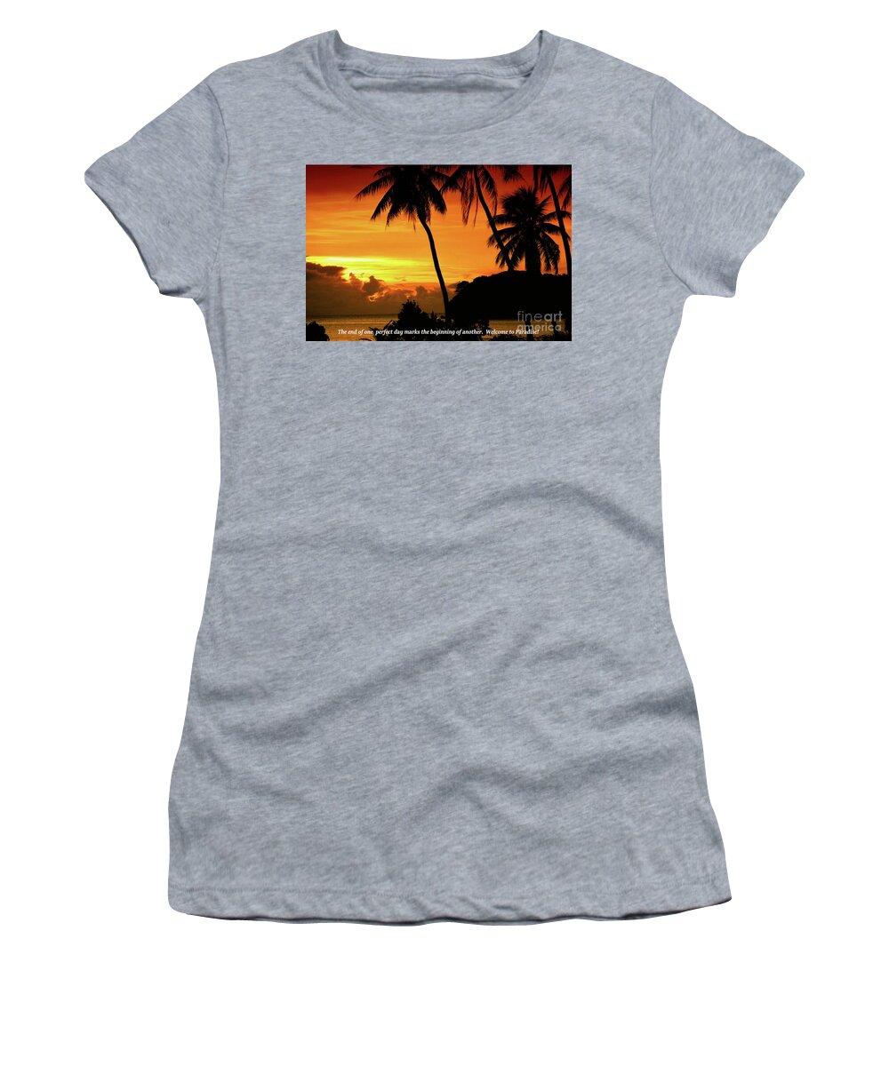 Tropical Island Sunset Women's T-Shirt featuring the photograph New Beginning by Scott Cameron