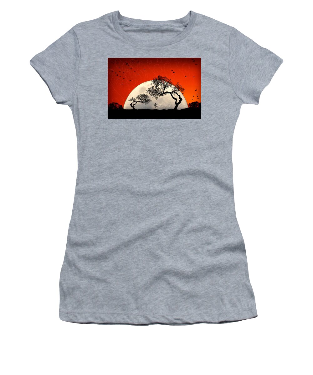 Moon Women's T-Shirt featuring the digital art New Growth New Hope by Holly Kempe