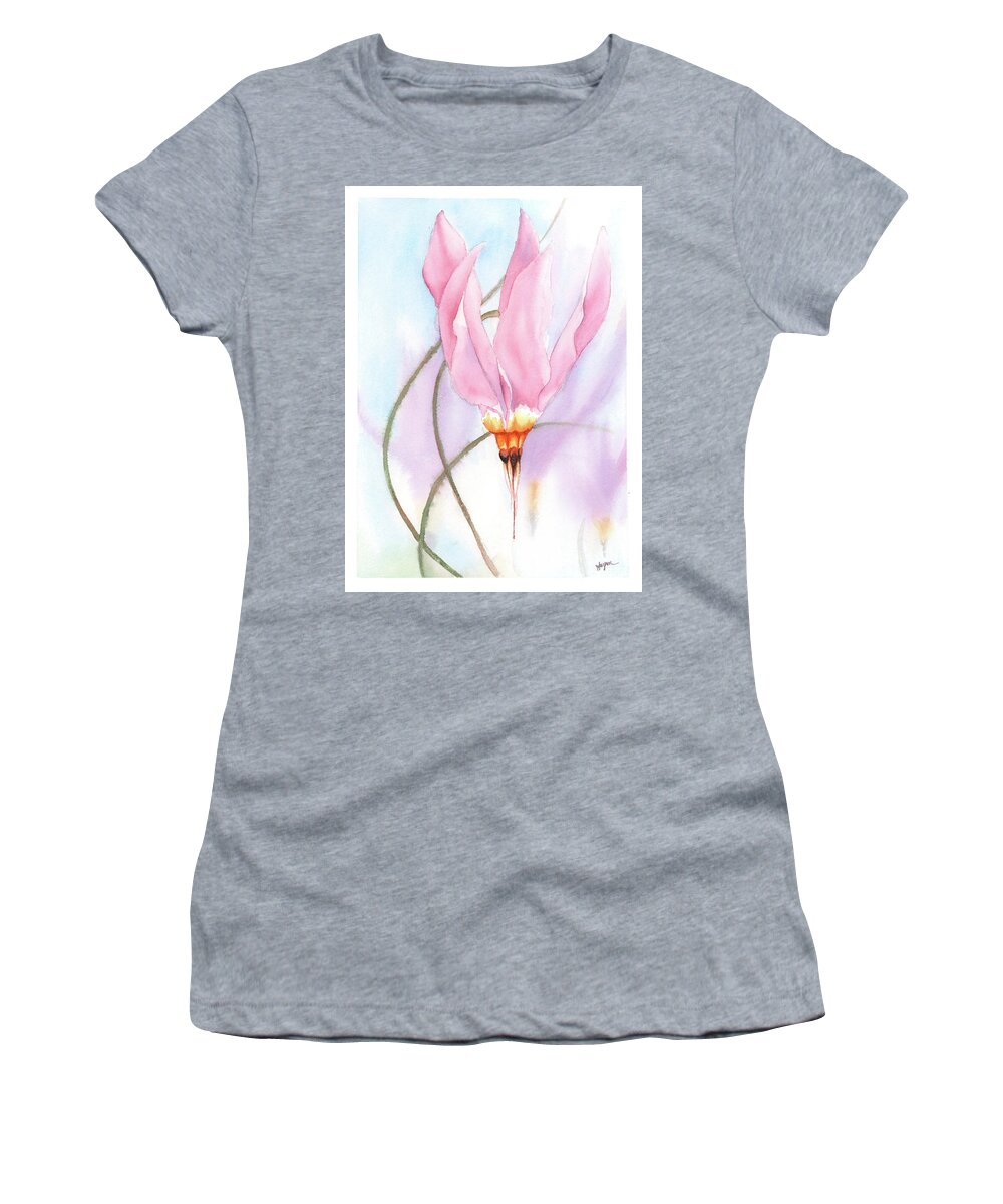 Dodecatheon Women's T-Shirt featuring the painting New Star by Hilda Wagner