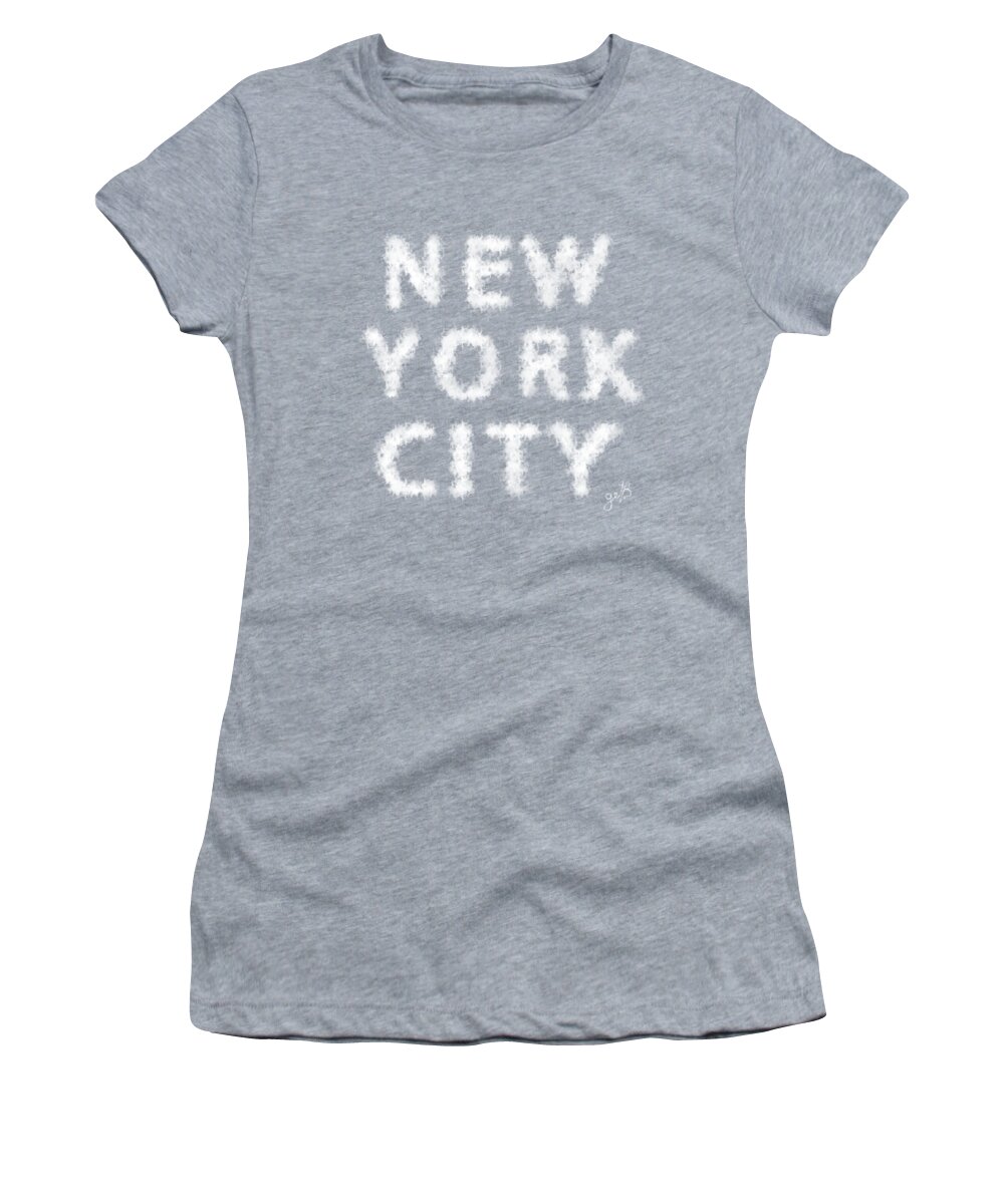  Women's T-Shirt featuring the painting New York City Skywriting Typography by Georgeta Blanaru