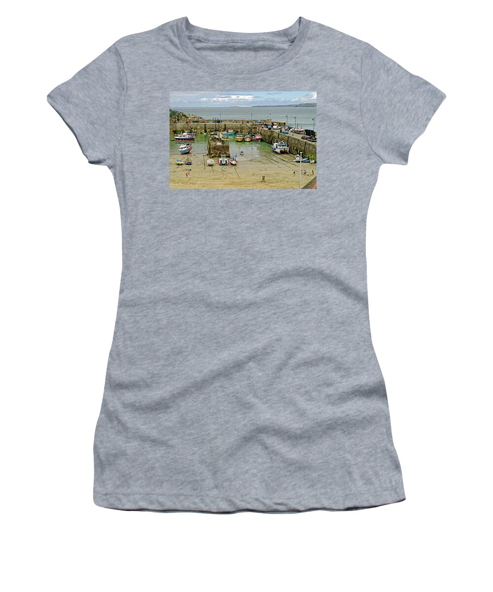 Britain Women's T-Shirt featuring the photograph Newquay Harbour at Low Water by Rod Johnson