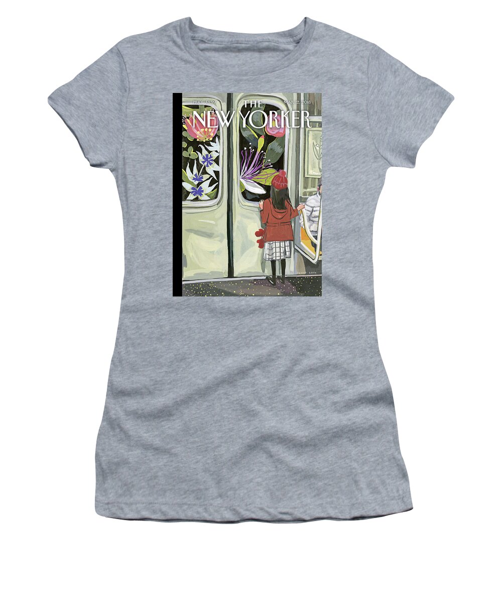 Next Stop: Spring Women's T-Shirt featuring the painting Next Stop Spring by Jenny Kroik