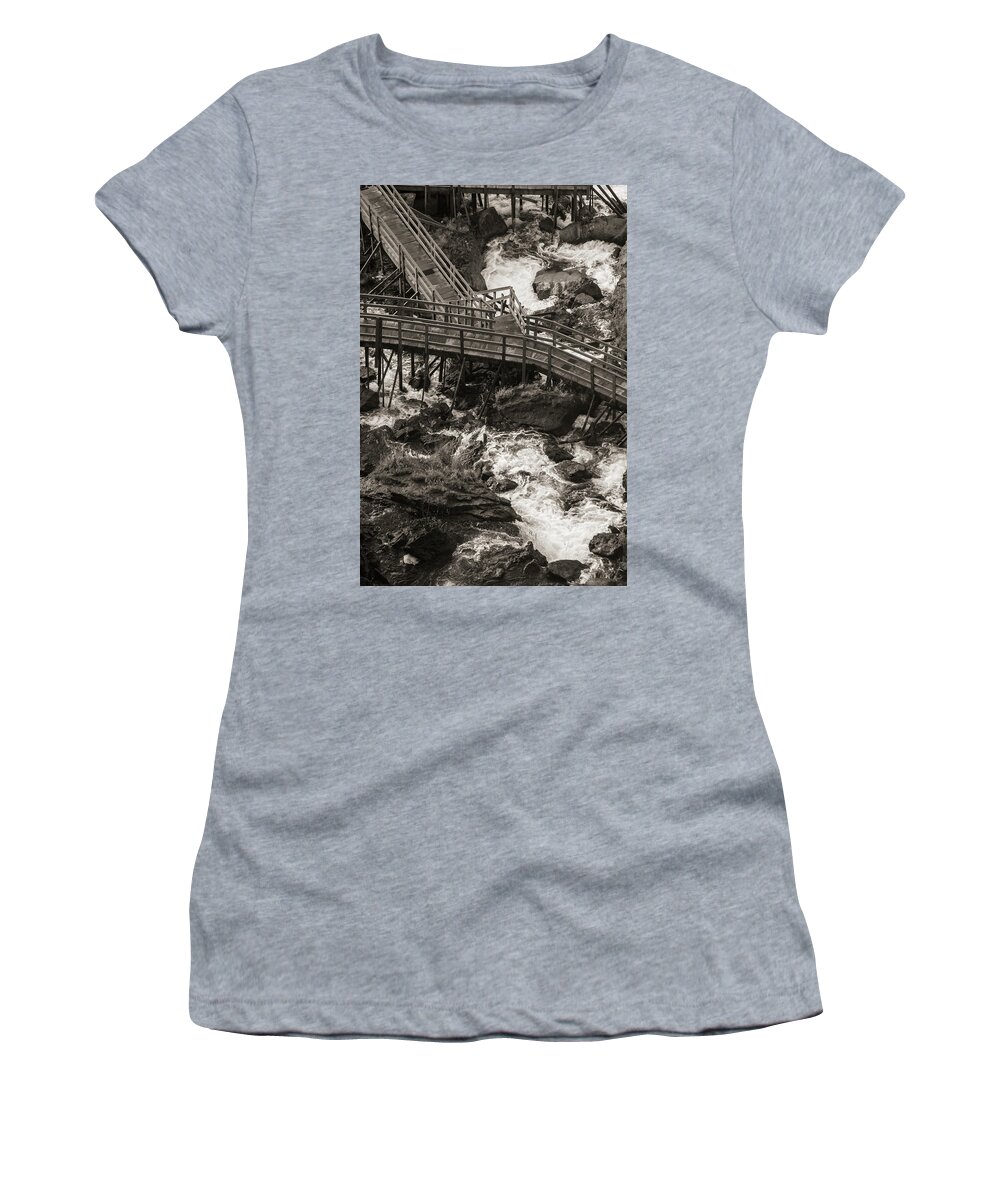 Water Women's T-Shirt featuring the photograph Niagara Falls pier by Jason Hughes