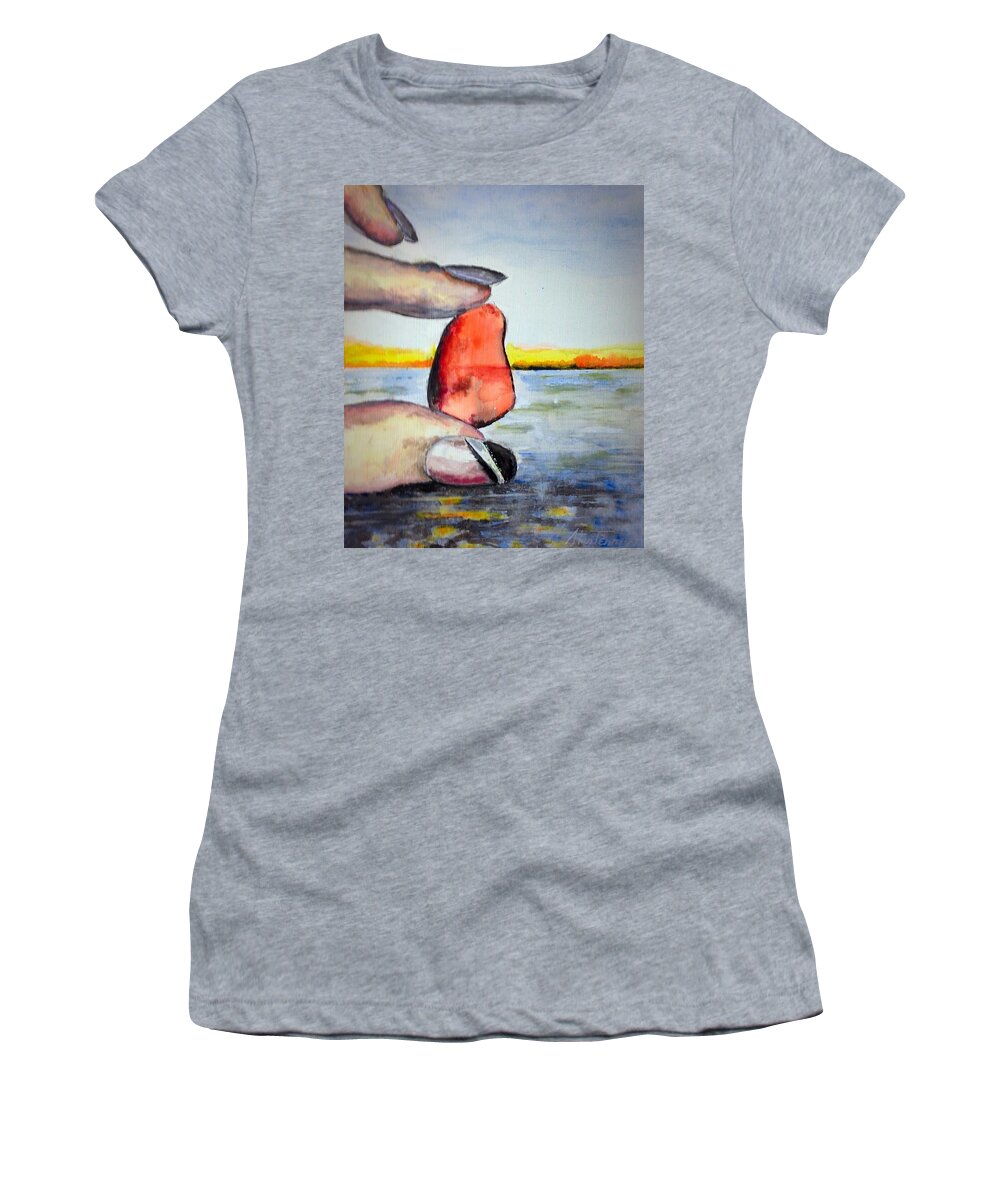 Seaglass Women's T-Shirt featuring the painting Nickie's Red by Stan Tenney