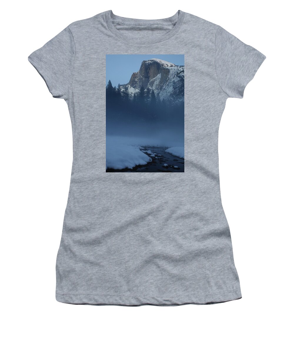 Half Women's T-Shirt featuring the photograph Night falls upon Half Dome at Yosemite National Park by Jetson Nguyen
