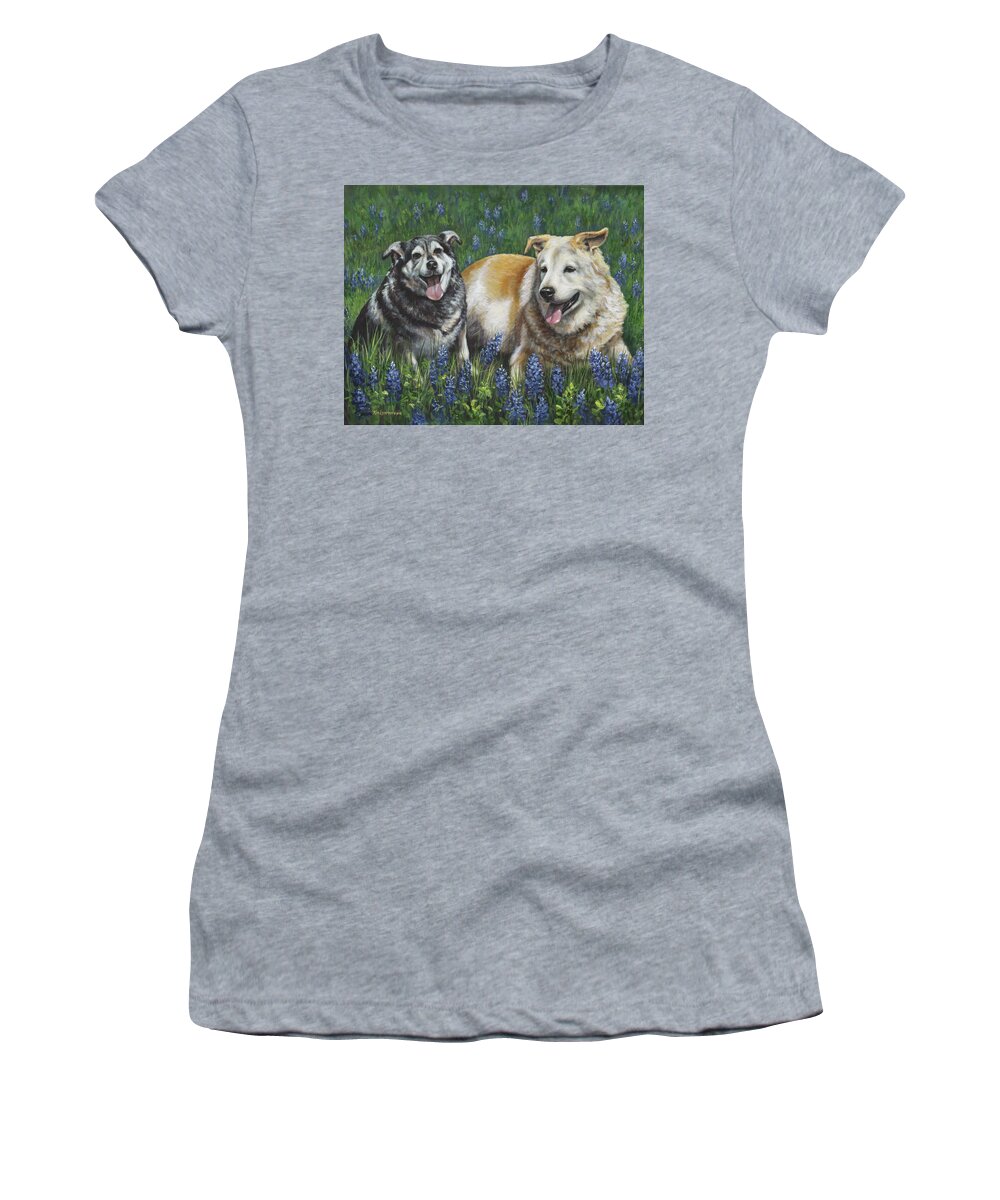 Dog Women's T-Shirt featuring the painting Nika and Winston by Kim Lockman