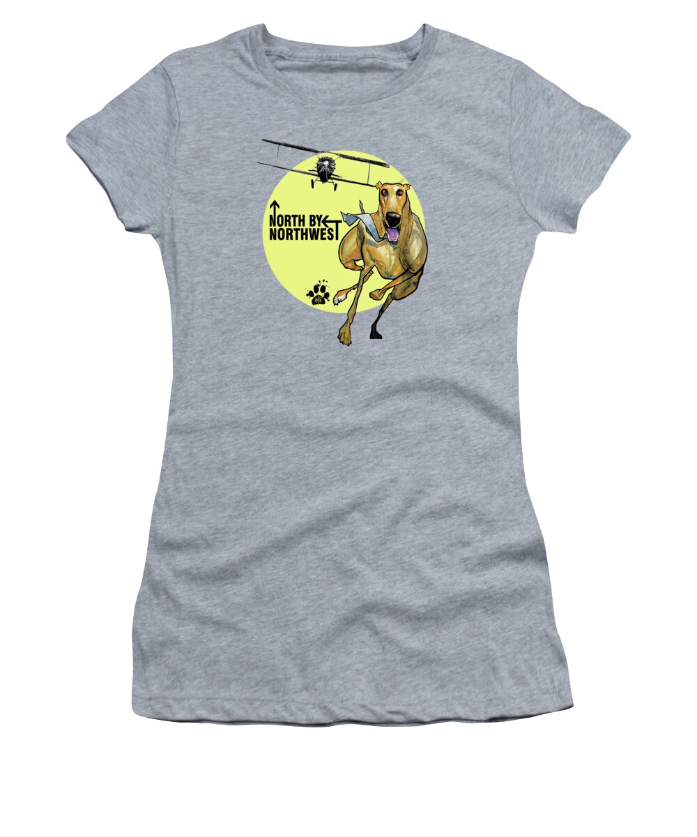 Dog Caricature Women's T-Shirt featuring the drawing North by Northwest Greyhound Caricature Art Print by Canine Caricatures By John LaFree
