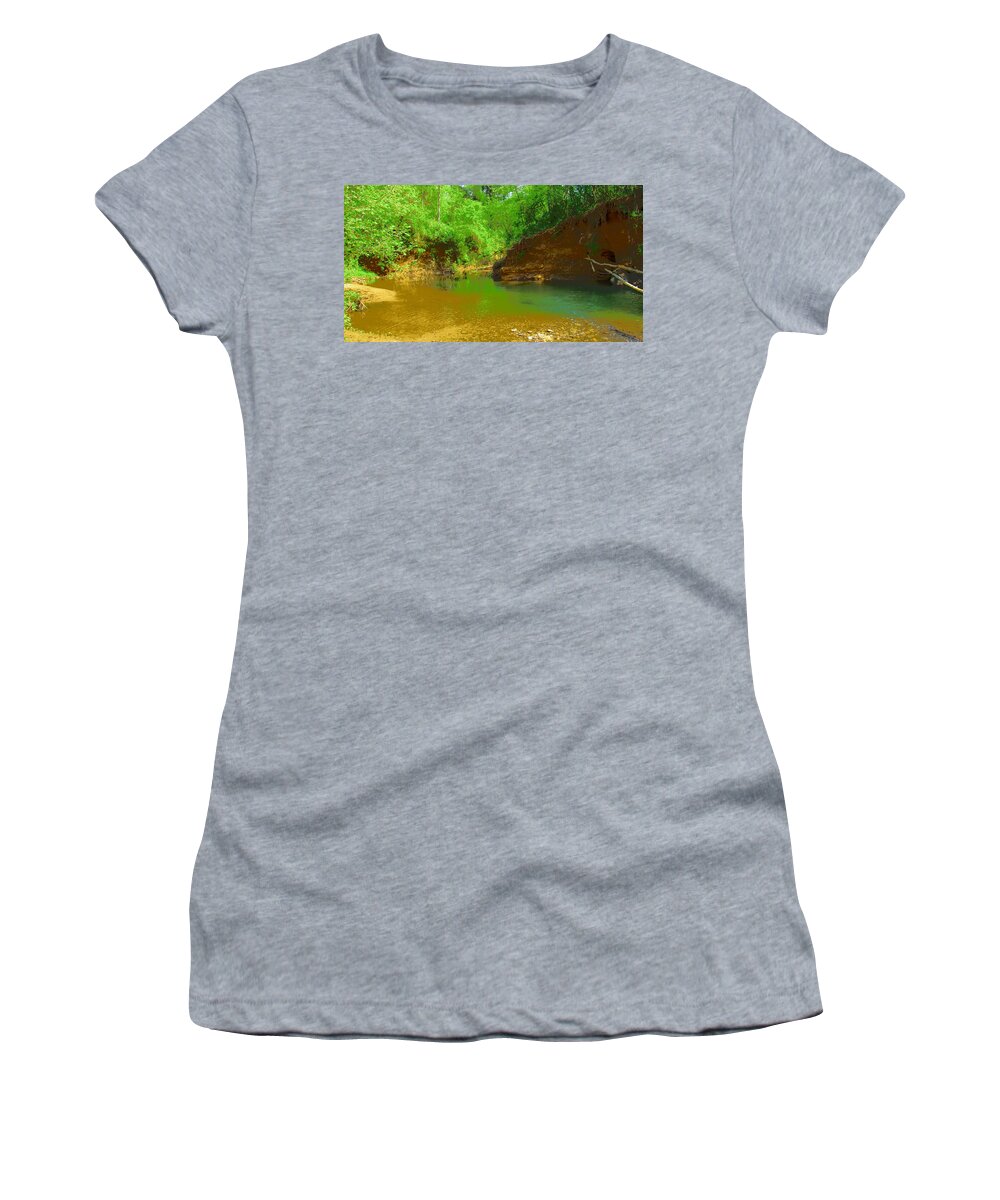North Fork River Bend Appalachian Rivers Mountain Rivers Clean Rivers North Carolina Rivers Appalachian Waterscapes Women's T-Shirt featuring the photograph North Fork River Bend by Joshua Bales