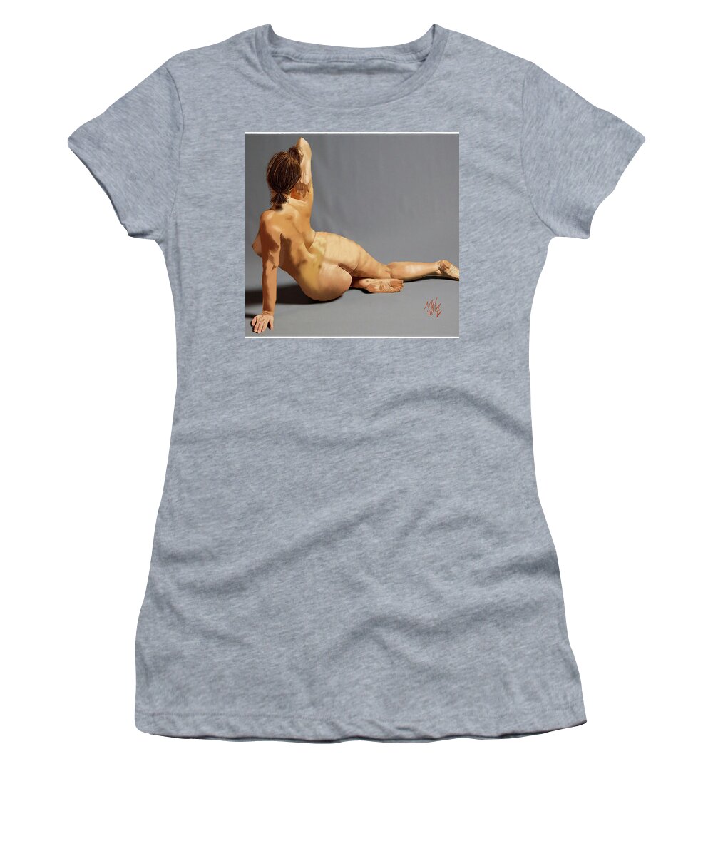 Nude Women's T-Shirt featuring the digital art Nude by Mal-Z