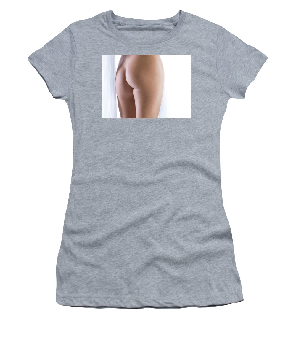 High Key Nude Women's T-Shirt featuring the photograph Nude With Sheer 4 by Doug Matthews
