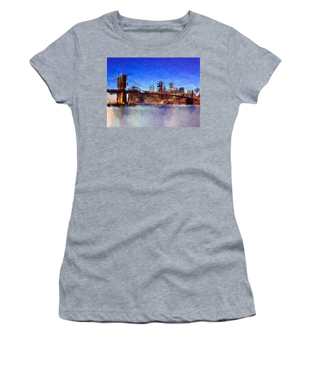 Anthony Fishburne Women's T-Shirt featuring the mixed media NYC abstract by Anthony Fishburne