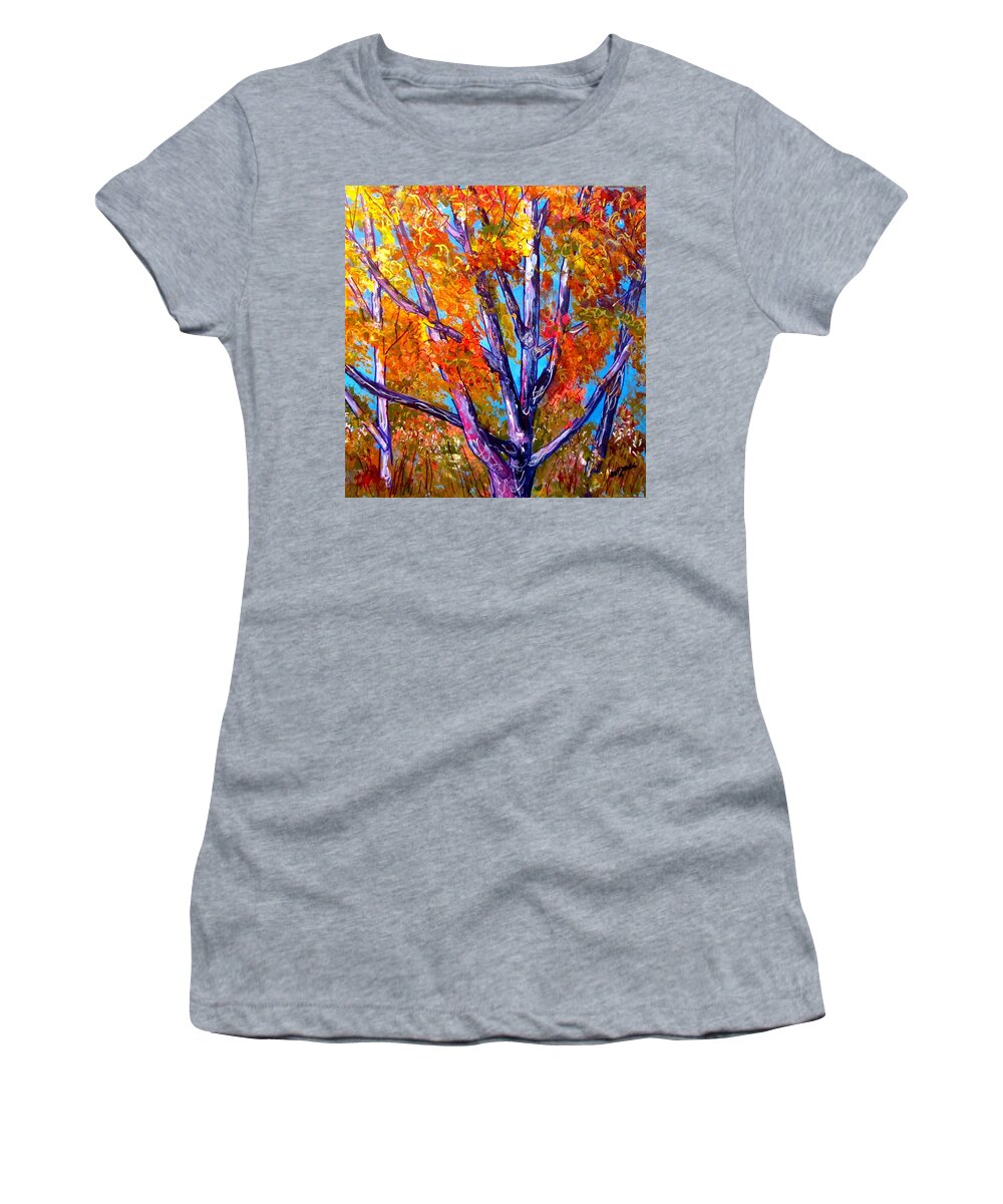 Tree Women's T-Shirt featuring the painting Oak In Autumn by Barbara O'Toole