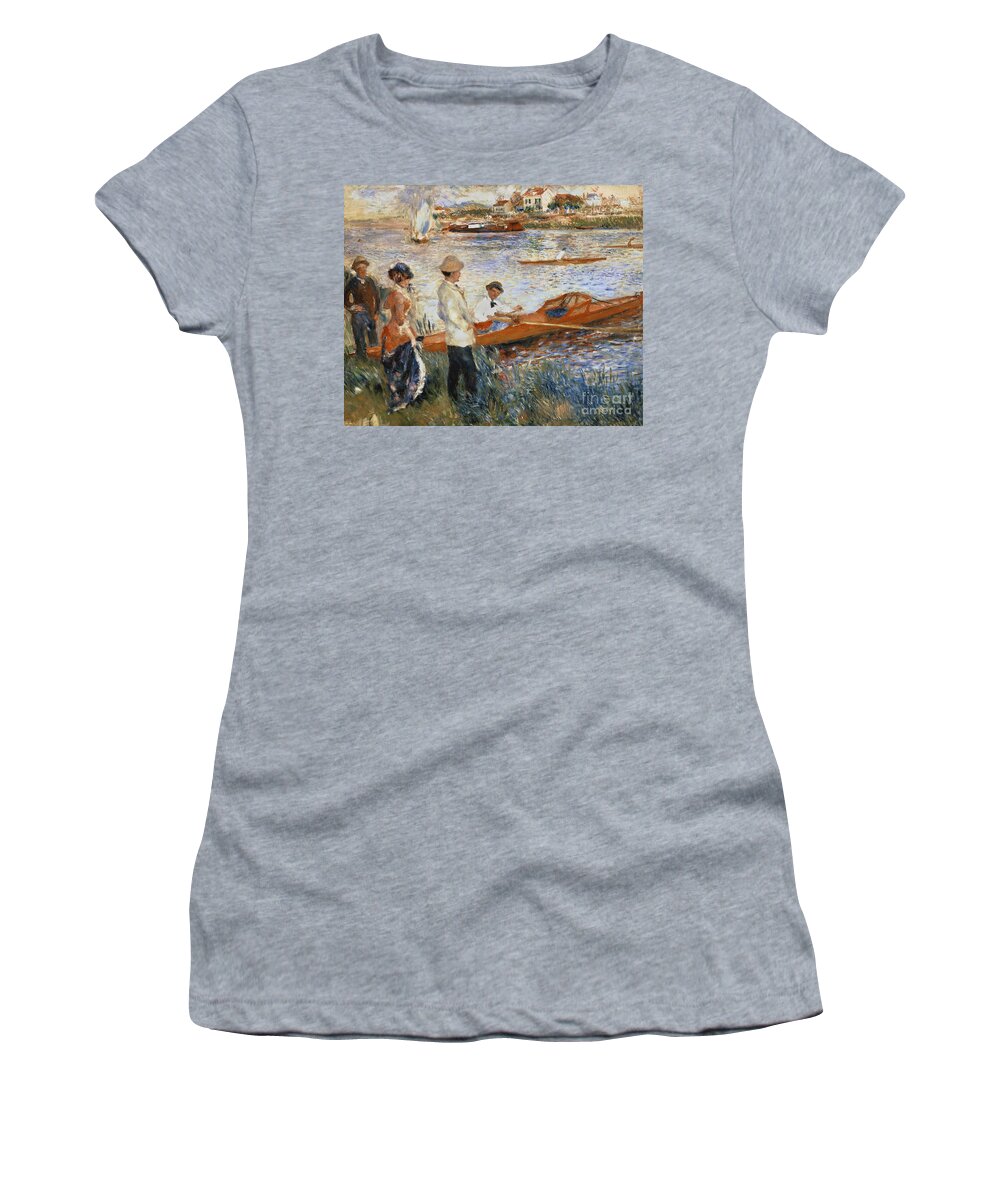 Oarsmen At Chatou Women's T-Shirt featuring the painting Oarsmen at Chatou by Pierre Auguste Renoir