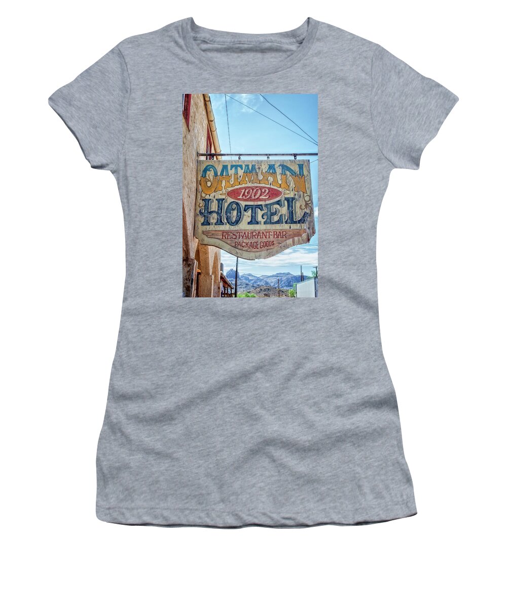Route 66 Women's T-Shirt featuring the photograph Oatman Hotel by Diana Powell