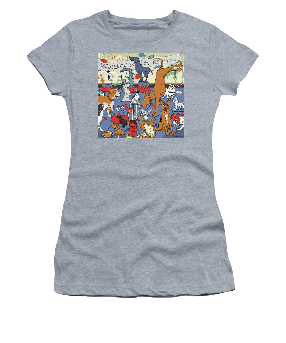 Dog Women's T-Shirt featuring the painting Obedience School Reunion by Frank Harris