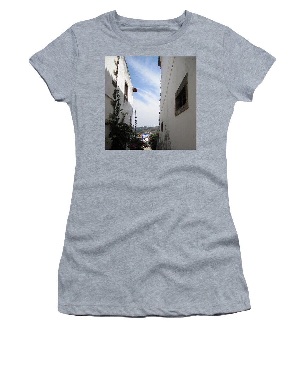 Obidos Women's T-Shirt featuring the photograph Obidos Side View Portugal by John Shiron