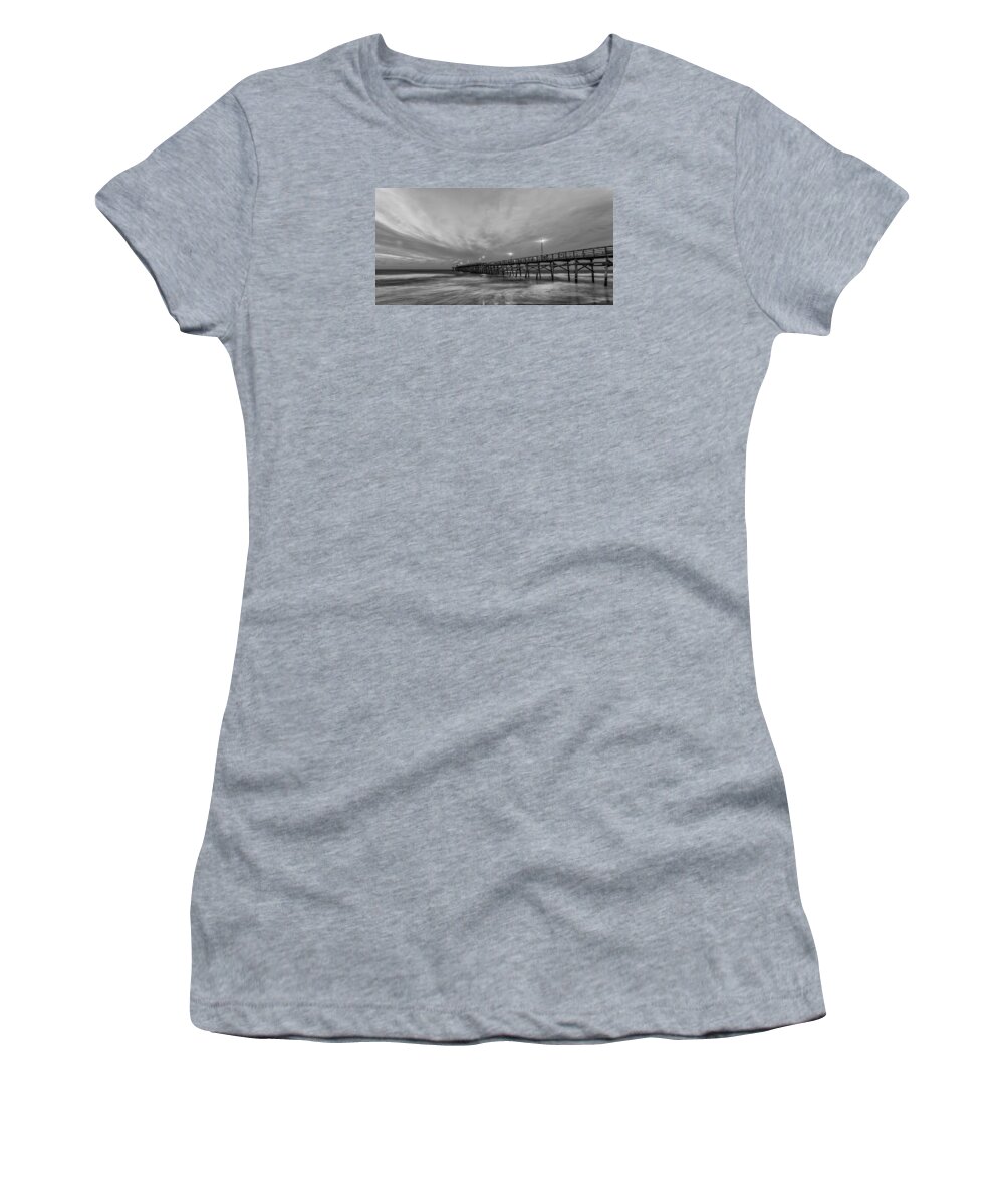 Oceancrestpier Women's T-Shirt featuring the photograph Ocean Crest Pier Sunrise by Nick Noble
