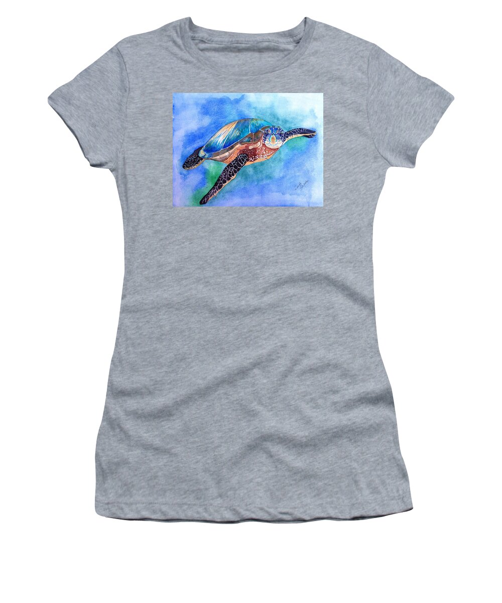 Sea Turtle Women's T-Shirt featuring the painting Ocean Jewel by Joette Snyder