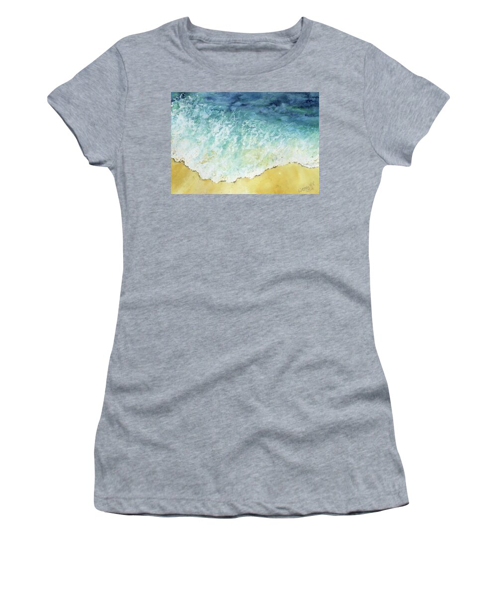 Ocean Women's T-Shirt featuring the painting Ocean wave by Wendy Keeney-Kennicutt