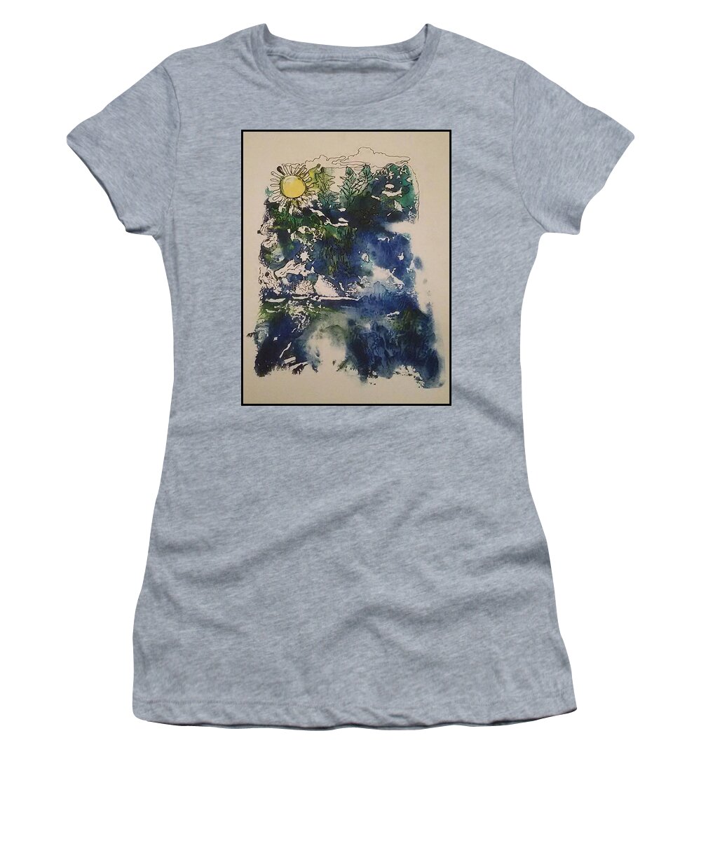 Landscape Women's T-Shirt featuring the mixed media Ocean#2 by Angela Weddle