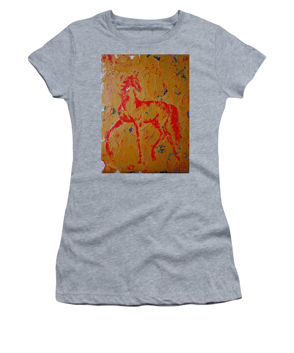 Horse Women's T-Shirt featuring the painting Ochre Horse by Emily Page