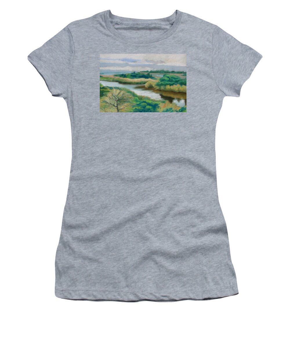 Ocracoke Women's T-Shirt featuring the painting Tidal Creek, Ocracoke Island by Shirley Galbrecht