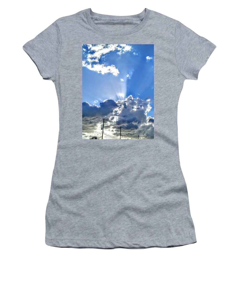 Blue Sky.autumn.florida Gulf Coast Clouds Women's T-Shirt featuring the photograph October Florida Sky by Suzanne Berthier