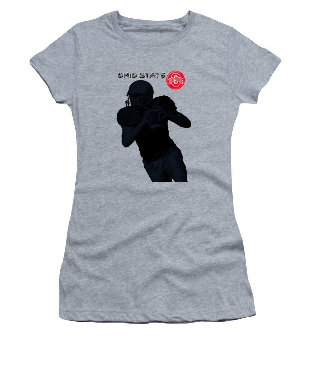 Football Women's T-Shirt featuring the digital art Ohio State Football by David Dehner