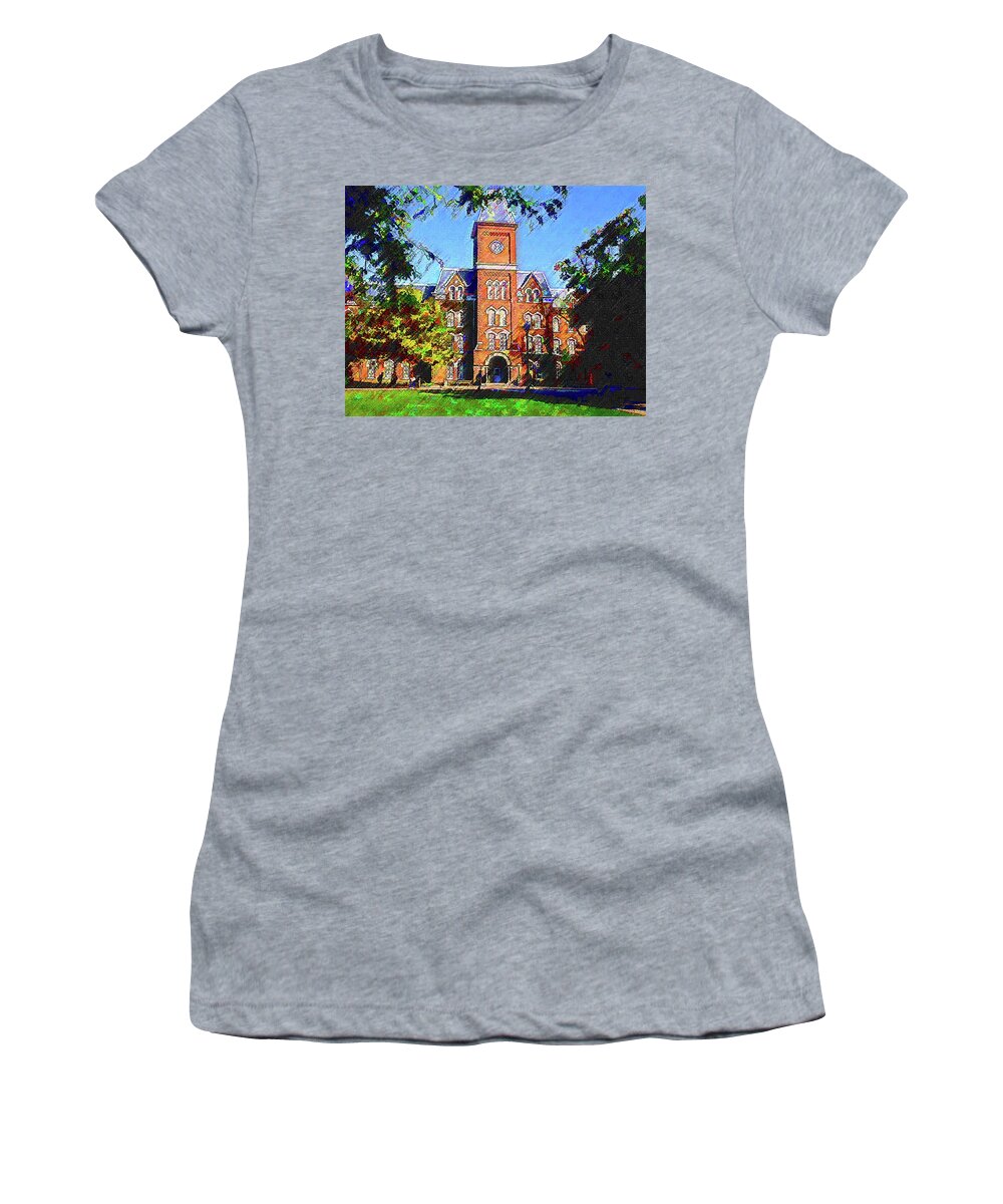 Ohio State University Women's T-Shirt featuring the painting Ohio State University by DJ Fessenden