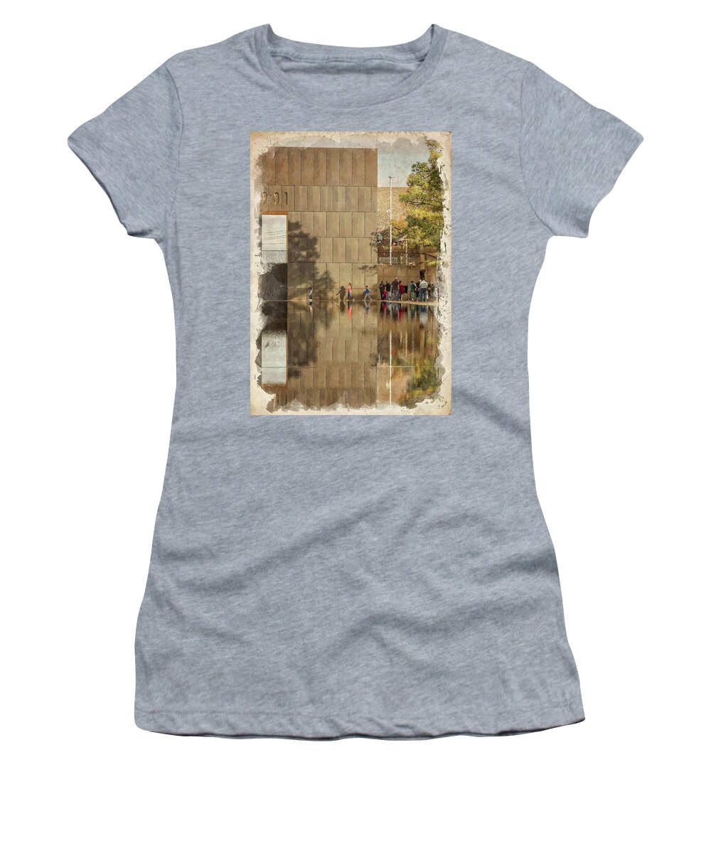 Bombing Women's T-Shirt featuring the photograph OKC Memorial Watercolor VI by Ricky Barnard