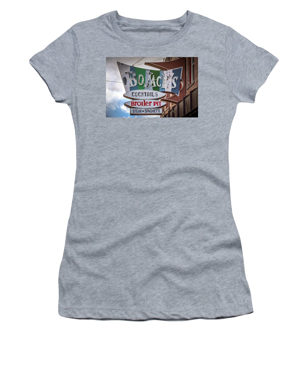 Lc Valley Women's T-Shirt featuring the photograph Old Bojacks Sign by Brad Stinson