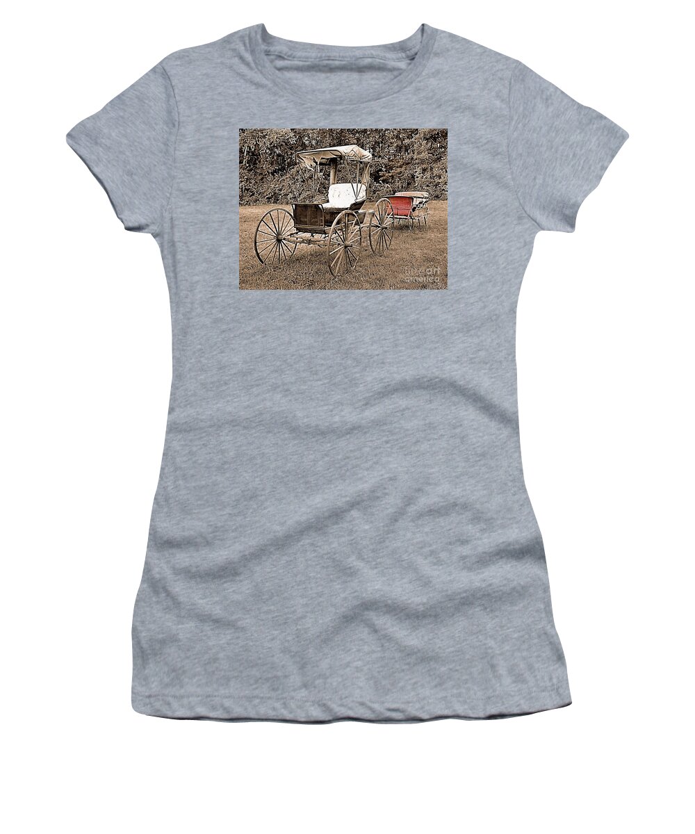 Buggy Women's T-Shirt featuring the photograph Old Buggy and Sleigh by Janice Drew