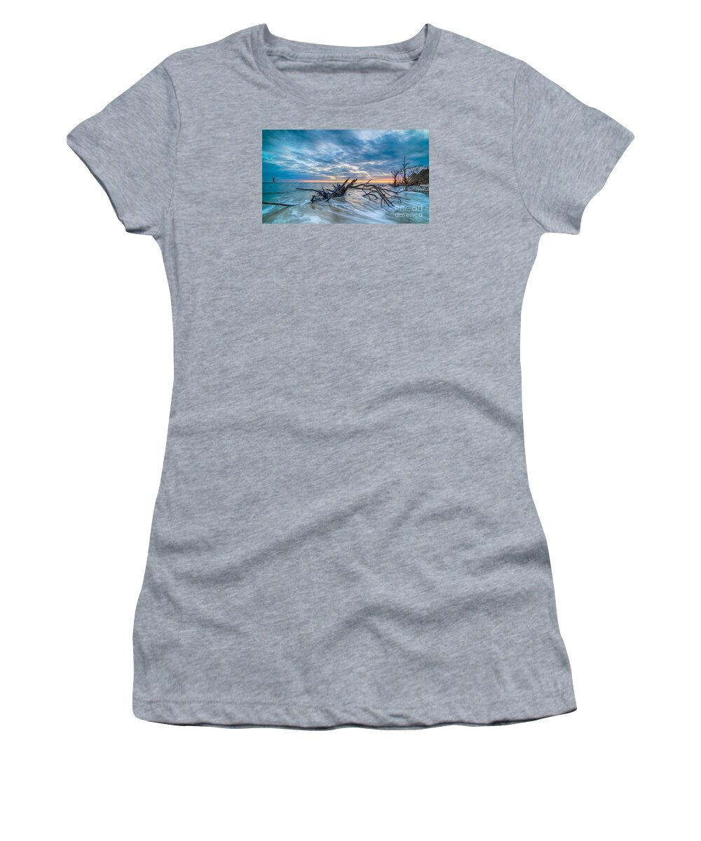 Sunrise Women's T-Shirt featuring the photograph Old Charleston LIght Sunrise by Robert Loe