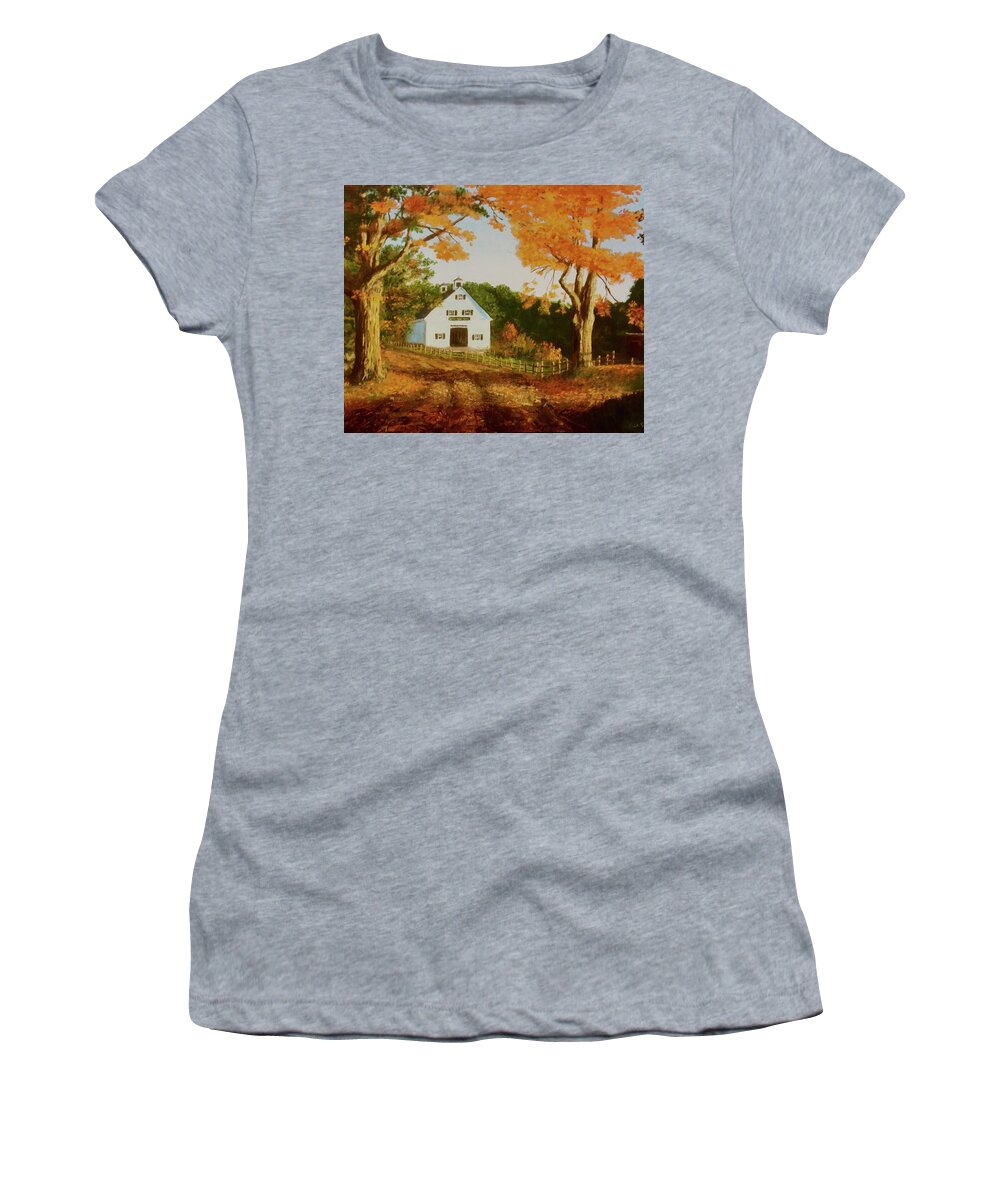 Country Scene Women's T-Shirt featuring the painting Old Country Road by Jack Skinner