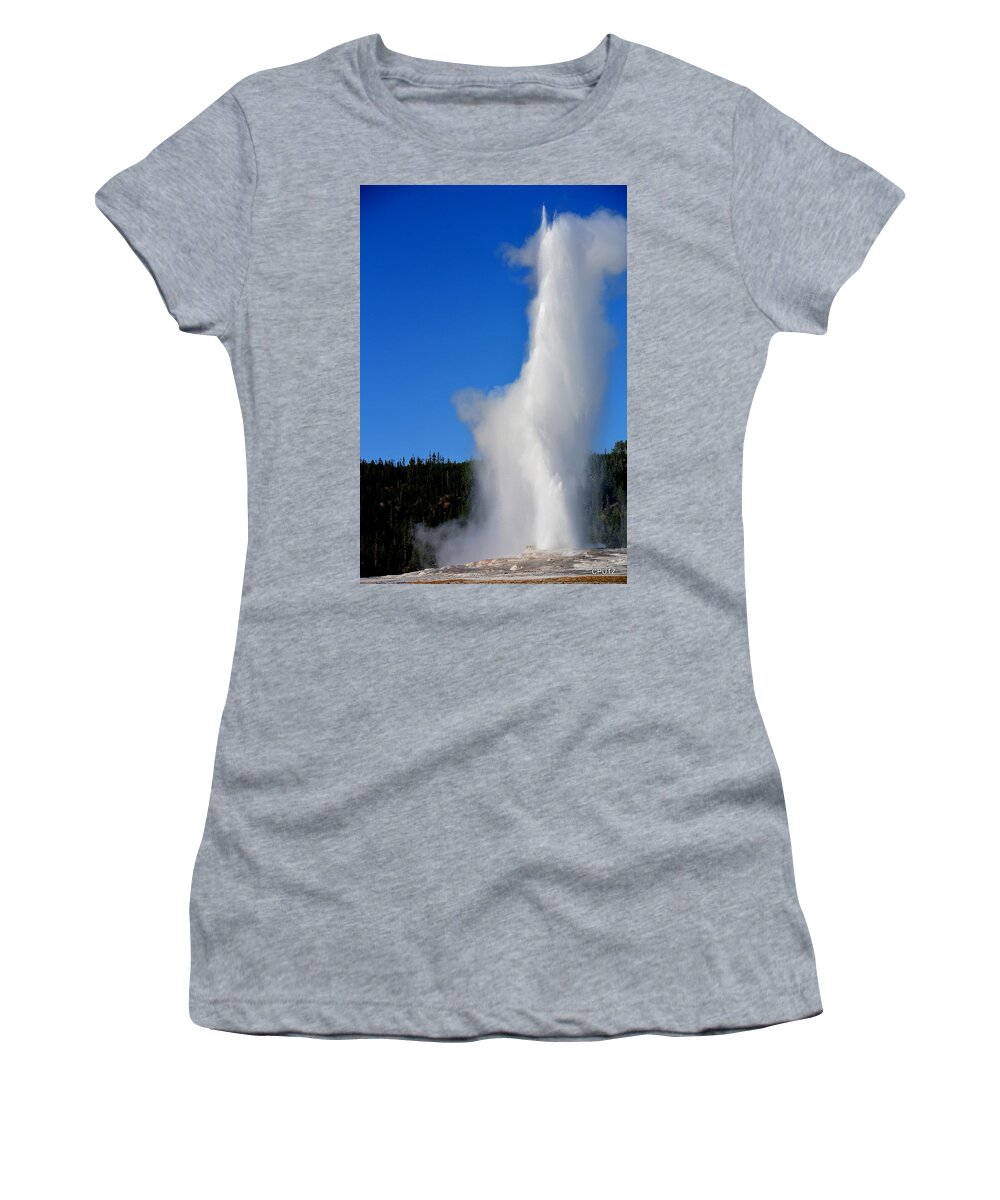 Yellowstone National Park Women's T-Shirt featuring the photograph Old Faithful by Carrie Putz