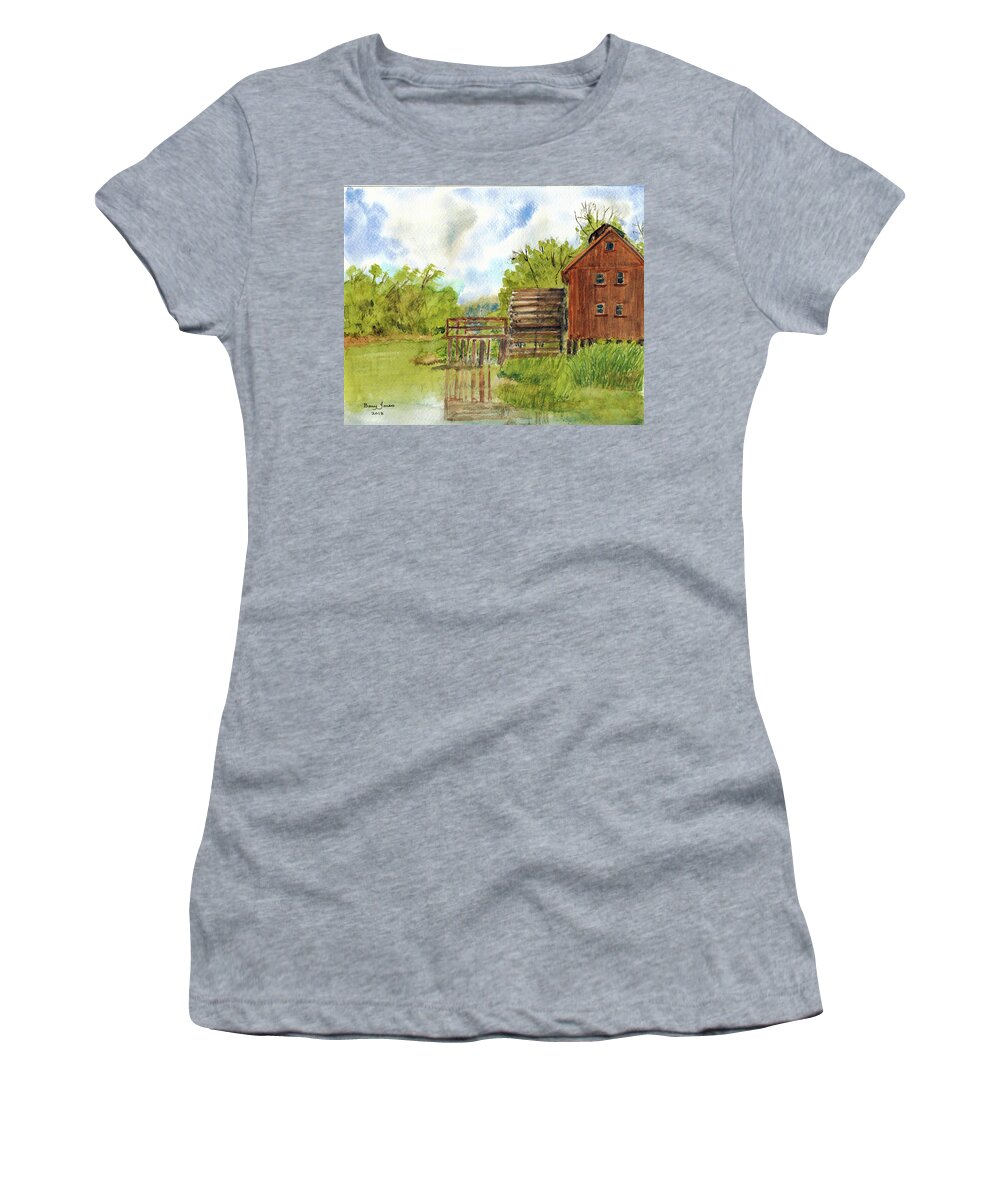 Old Mill Women's T-Shirt featuring the painting Old Mill by Barry Jones
