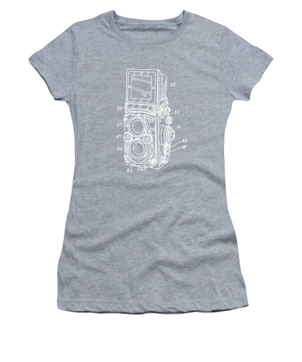 Camera Women's T-Shirt featuring the photograph Old Rollie Vintage Camera White T-shirt by Edward Fielding