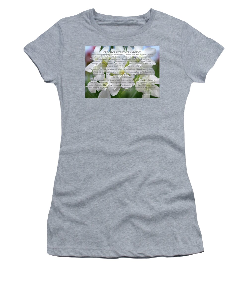 Oleander Women's T-Shirt featuring the photograph Oleanders For Peace And Hope by Wilhelm Hufnagl