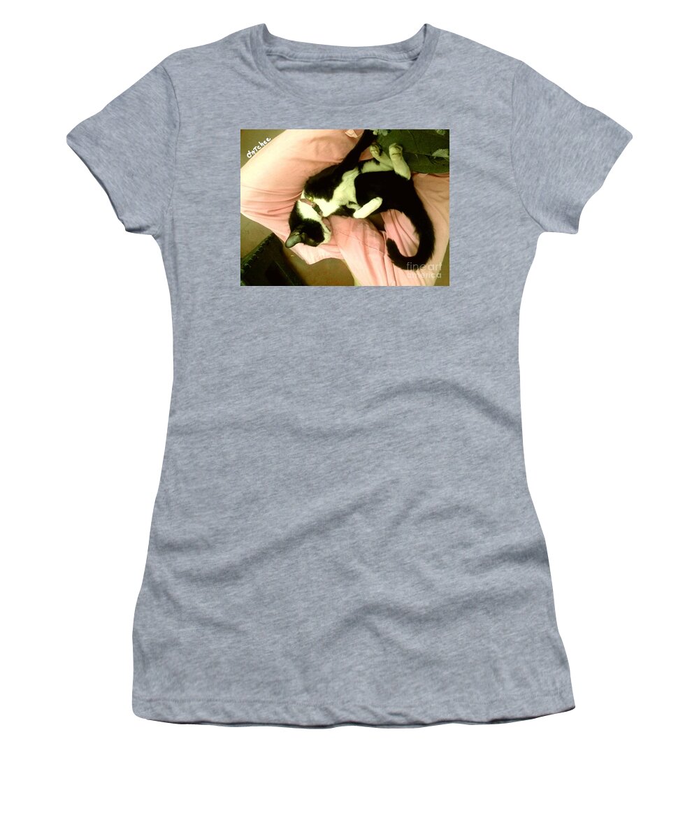 Cat Women's T-Shirt featuring the photograph On A Lap by Sukalya Chearanantana