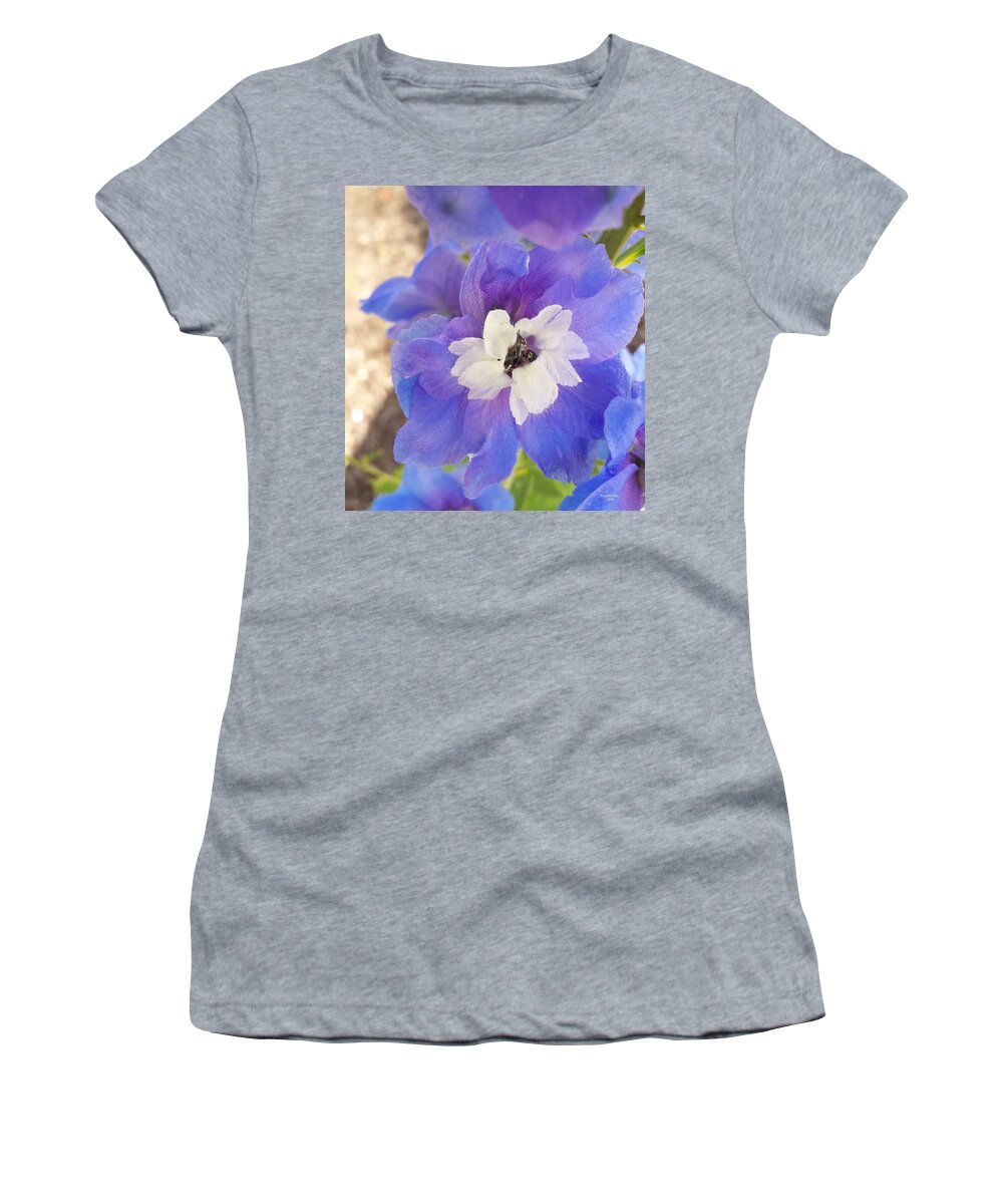 Delphinium Women's T-Shirt featuring the photograph One Last Bloom by Judith Rhue