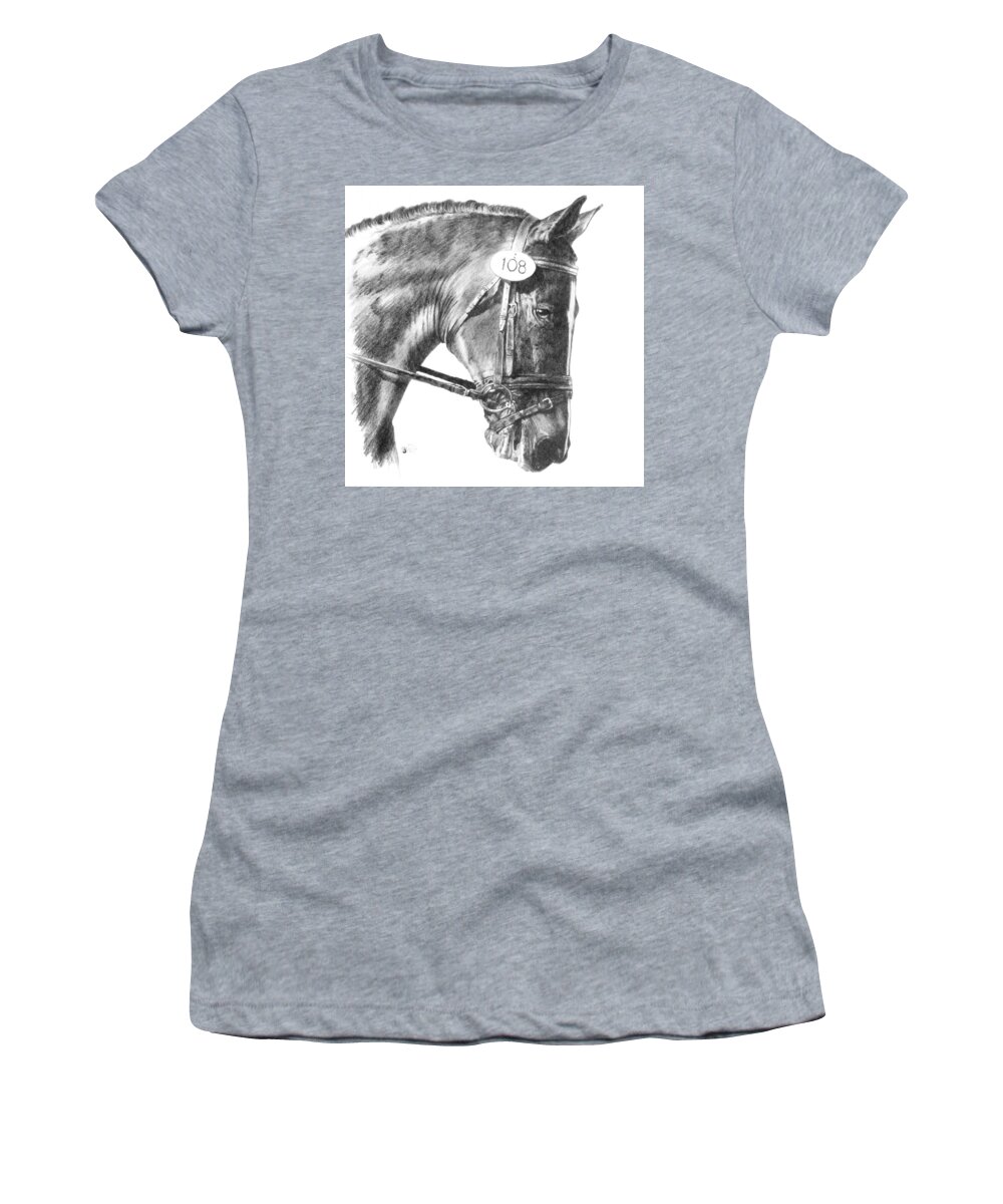 Horse Women's T-Shirt featuring the drawing Opaque by Barbara Keith