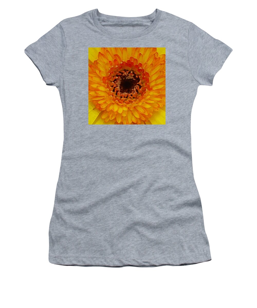 Daisy Women's T-Shirt featuring the painting Orange and Black Gerber Center by Amy Vangsgard
